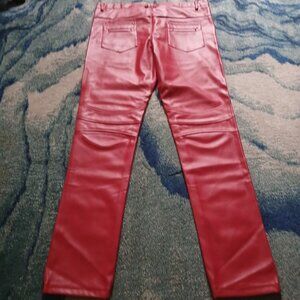 Shilin red leather pants